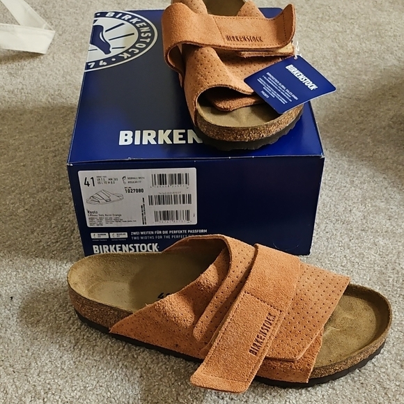 Birkenstock Kyoto Burnt Orange Suede Slip-On Sandals EU 41 Men 8 Women 10 NIB